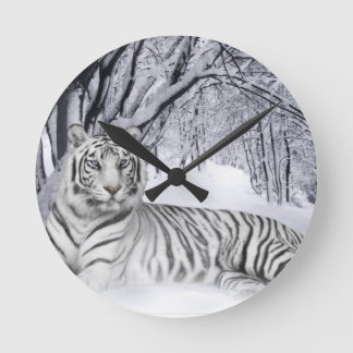 weiß+Tiger+Geschenke Runde Wanduhr