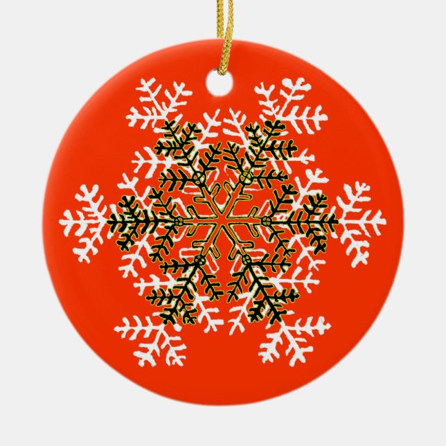 Weiß Transp der Schneeflocke-2 das MUSEUM Zazzle Keramikornament (Vorne)