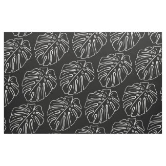 Weiß tropisches Leaf Motif auf stilvollem Schwarz Stoff