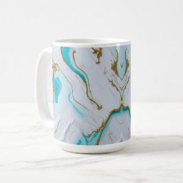 Weiß-türkisfarbener, flüssiger Marmor Kaffeetasse