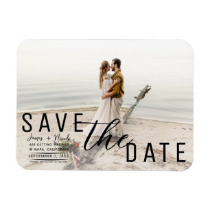 Weiß überlagerte Foto Save-the-Date Hochzeit Magnet