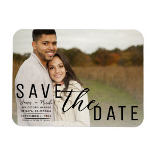 Weiß überlagerte Foto Save-the-Date Hochzeit Magnet
