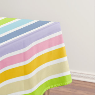 Weiß umrissene Pastellregenbogen-Streifen Tischdecke