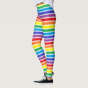 Weiß umrissene Regenbogen-Streifen Leggings
