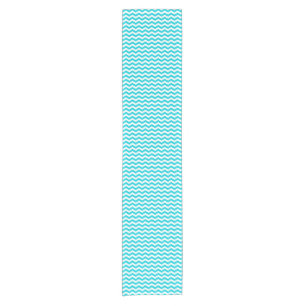 Weiß und Aqua-Zickzack-Muster Kurzer Tischläufer