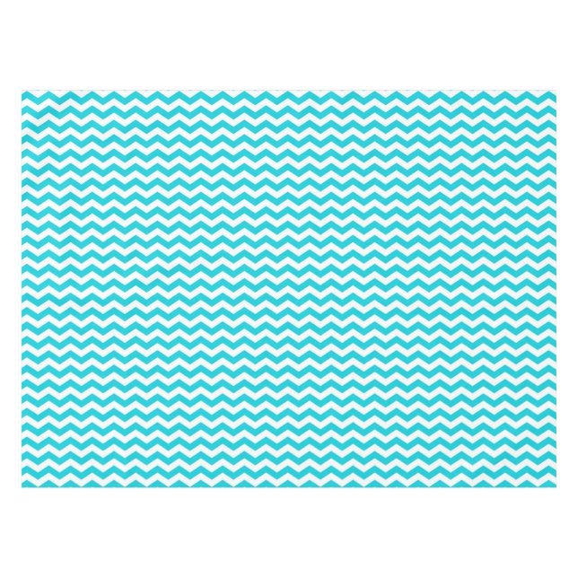 Weiß und Aqua-Zickzack-Muster Tischdecke (Vorderseite (Horizontal))