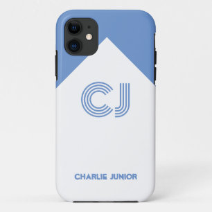 Weiß- und Aquablau Mit Monogramm Initialen Minimal Case-Mate iPhone Hülle