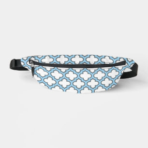 Weiß und Baby Blue Trellis, Gitter, Quatrefolie Bauchtasche