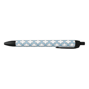Weiß und Baby Blue Trellis, Gitter, Quatrefolie Kugelschreiber