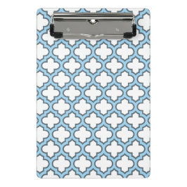 Weiß und Baby Blue Trellis, Gitter, Quatrefolie Mini Klemmbrett