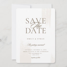 Weiß und Beige Elegante Save the Date Einladung