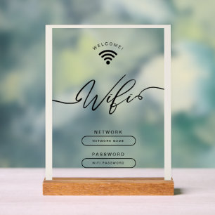 Weiß und Beige Minimalistische einfache Wifi-Zone Acrylschild