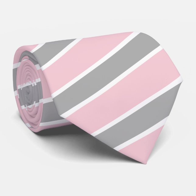 Weiß und blaß - Rosa Stripes Krawatte (Gerollt)