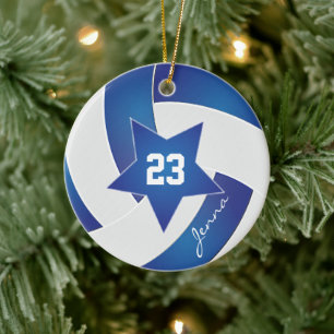 Weiß und Blau All Star Volleyball Keramik Ornament