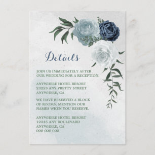 Weiß und blau, Blumengrün Details Begleitkarte