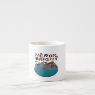 Weiß und blau farbig frohe Weihnachten Espressotasse
