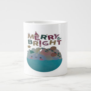 Weiß und blau farbig frohe Weihnachten Jumbo-Tasse
