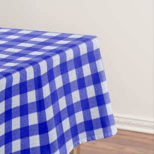 Weiß und Blau Gingham Muster Baumwolle geprüft Tischdecke