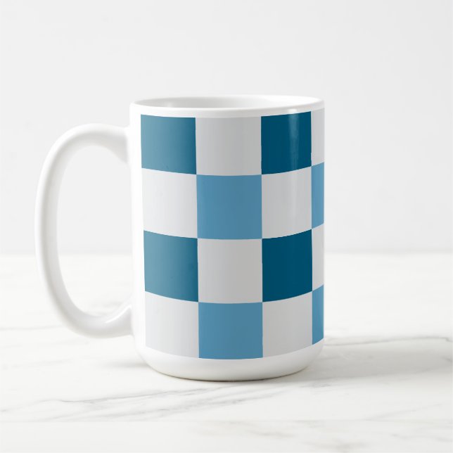 Weiß und blau-karton Muster Square Sticke Kaffeetasse (Links)