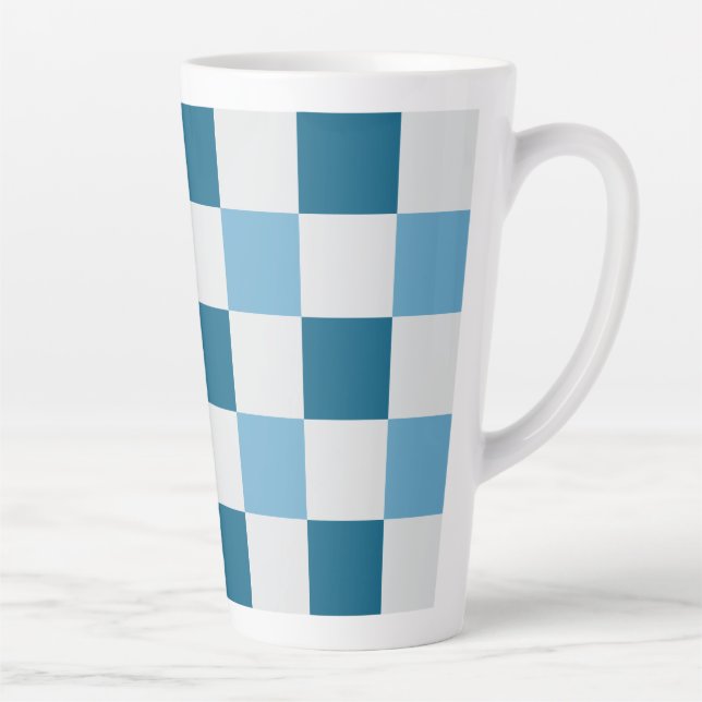 Weiß und blau-karton Muster Square Sticke Milchtasse (Rechts)