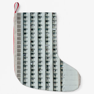 WEISS UND BLAU KONKRETES GEBÄUDE KLEINER WEIHNACHTSSTRUMPF