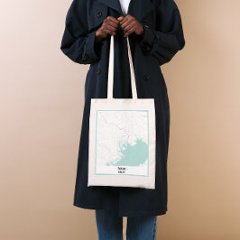 Weiß und blau Minimalistisch Tokio City Map Totasc Tragetasche