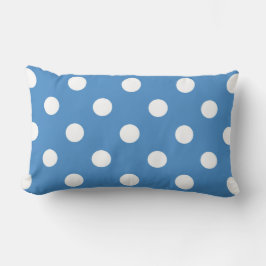 Weiß und blau Polka Dot Lumbar Pillow Lendenkissen