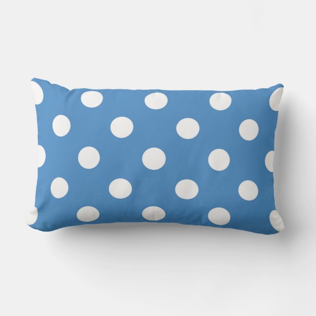 Weiß und blau Polka Dot Lumbar Pillow Lendenkissen (Vorderseite)
