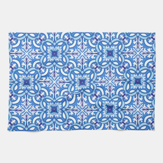 🤍 💙 Weiß und Blau Porto Azulejos Geschirrtuch (Horizontal)