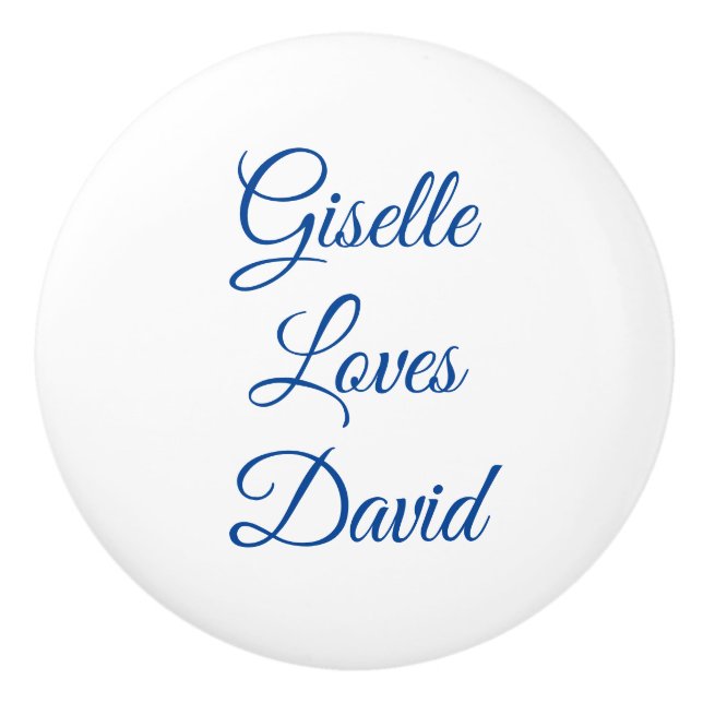 Weiß und Blau Romantik Keramikknauf (Vorderseite)