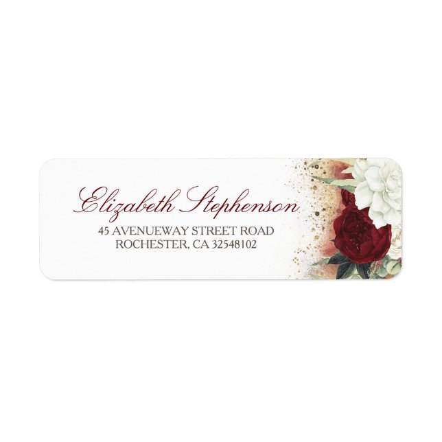 Weiß und Burgund Rot Floral Moderner Chic (Vorne)