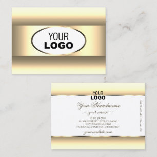 Weiß und Cream Ombre Logo Light Gold Dekor Border Visitenkarte
