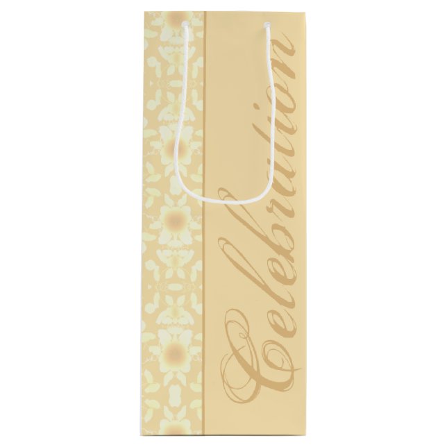 Weiß und Creme Geschenktüte Für Weinflaschen (Vorderseite)
