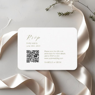 Weiß und Elfenbein   Chic Simple Scrpt QR Code Wed Begleitkarte