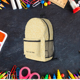 Weiß und Gelb Blumenmuster Modernes Monogramm Bedruckter Rucksack