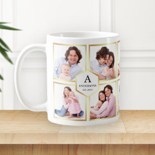 Weiß und Gold 10 Bilder Familien-Fotocollage Kaffeetasse