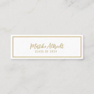 Weiß und Gold | Bold Typografy Name Card Mini Visitenkarte