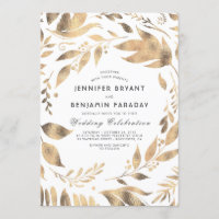 Weiß und Gold Elegante Blätter Laurel Wedding