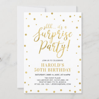 Weiß und Gold | Erwachsene 50. Überraschung Geburt Einladung