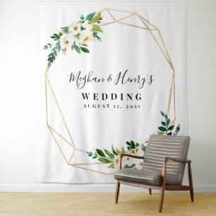 Weiß und Gold Hochzeitsvorhang, Foto Booth Prop Wandteppich