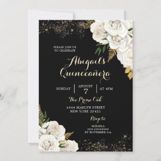 Weiß und Gold, mexikanisches Quinceañera Einladung