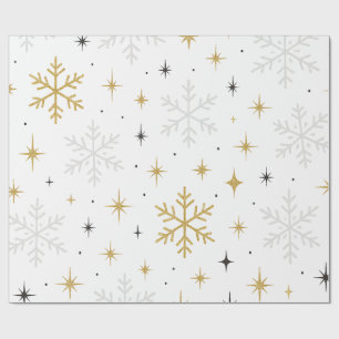 Weiß- und Gold-Schneeflocken-Glanz-Geschenkpapier Geschenkpapier