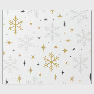 Weiß- und Gold-Schneeflocken-Glanz-Geschenkpapier Geschenkpapier