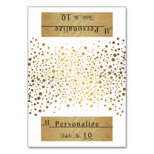 Weiß und Gold Zickzack und Confetti   PLATZKARTEN Tischnummer