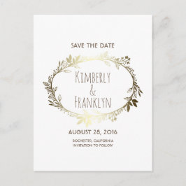 Weiß- und Goldblumenschmuck Save the Date Ankündigungspostkarte