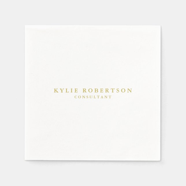 Weiß- und Goldfarben Beruflich Trendfarben Schlich Serviette (Vorderseite)