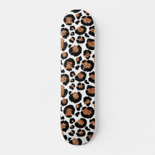 Weiß und Goldfolien-Gepard - Leopard-Muster Skateboard