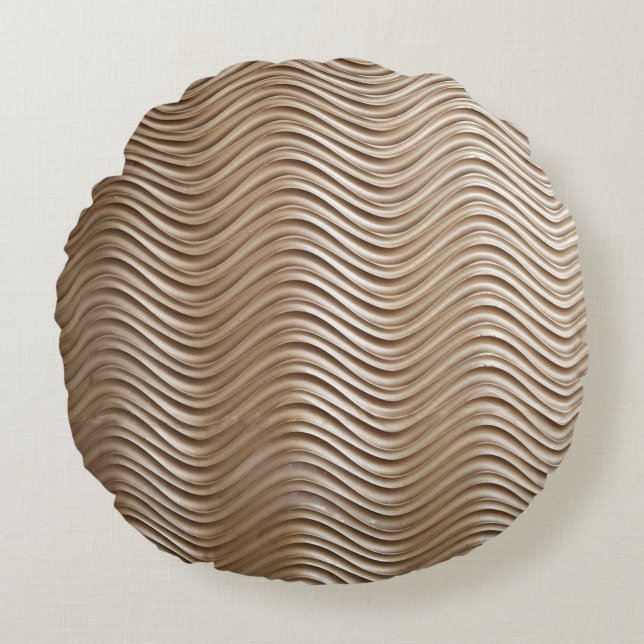 Weiß und grau gestreifte Spinnstoffe Rundes Kissen (Vorderseite)