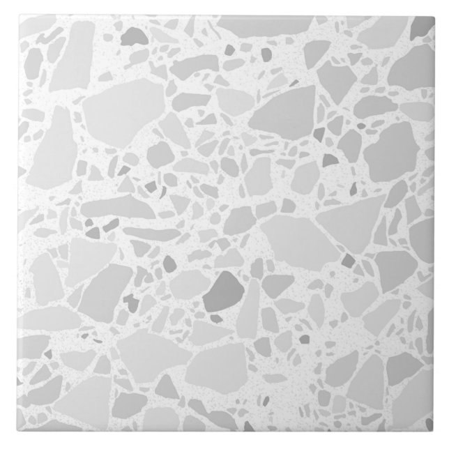 Weiß und Grau Terrazzo Modernes, einfaches Tile Fliese (Vorderseite)