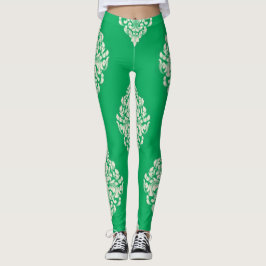 Weiß und grün gestreifte Leggings, weiß und grün Leggings